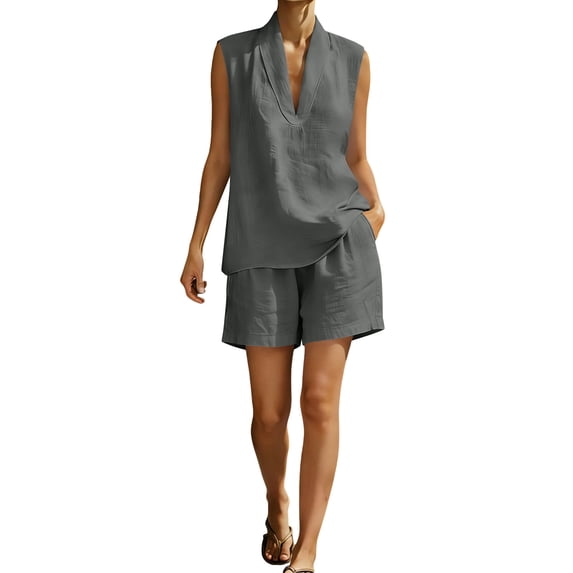 Purcolt 2 Piece Sets for Women V Neck Tank Tops Bermuda Shorts Summer Outfits Beach Loungewear Set