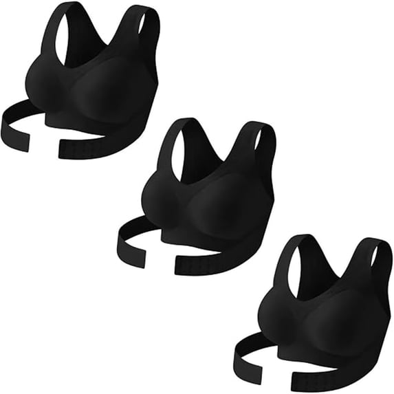 Purcolt 3 Pack Posture Bras for Women Front Closure Full Coverage Back Support Racerback Bra Seamless Wireless Comfort Support Bralette Invisible Under Clothes
