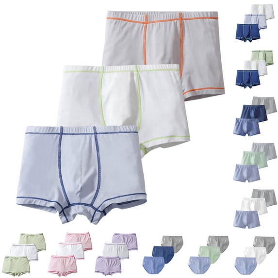 Purcolt 3pc Briefs for Boys Comfort Casual Cotton Elastic Waisted Classic Fit Underwear Breathable Loose Triangle Panties Loungewear