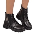 thumbnail image 1 of Purcolt Ankle Boots for Women Dressy Casual PU Leather Round Toe Block Heel Lace-up Short Booties Comfort Slip on Dress Shoes Streetwear with Side Zipper, 1 of 9