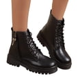 thumbnail image 1 of Purcolt Ankle Boots for Women Dressy Casual PU Leather Round Toe Block Heel Lace-up Short Booties Comfort Slip on Dress Shoes Streetwear with Side Zipper, 1 of 9