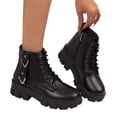 thumbnail image 1 of Purcolt Ankle Boots for Women Dressy Casual PU Leather Round Toe Block Heel Lace-up Short Booties Comfort Slip on Dress Shoes Streetwear with Side Zipper, 1 of 9