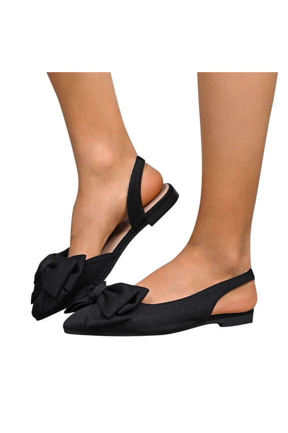 Ballet Flats for Women Elegant Bow Pointed Toe Adjustable Strap Flats Comfortable Dressy Slip On Dress Shoes for Work Party Club