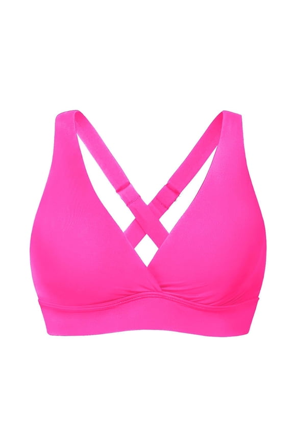 Bikini Tops for Women V Neck Criss Cross Back Cropped Tankini Tops Beach Bathing Suit Tops Swimwear Top Only