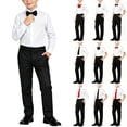 thumbnail image 1 of Purcolt Boys 3 Piece Formal Matching Set Dressy Casual Long Sleeve Point Collar Shirt Black Pocket Dress Pants with Necktie or Bow Tie for 2-15Years, 1 of 8