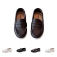thumbnail image 1 of Purcolt Boys and Girls PU Leather Loafers Comfort Round Toe Slip On Boat Shoes Lightweight Casual Soft Sole Uniform Flats Walking Shoes, 1 of 9