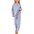 thumbnail image 1 of Purcolt Boys and Girls Plaid Pajama Sets Comfort Breathable Long Sleeve Tops and Elastic Waisted Pants PJS Sleepwear Soft Lounge Set 0-14 Years, 1 of 7