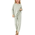 thumbnail image 1 of Purcolt Boys and Girls Plaid Pajama Sets Comfort Breathable Long Sleeve Tops and Elastic Waisted Pants PJS Sleepwear Soft Lounge Set 0-14 Years, 1 of 7
