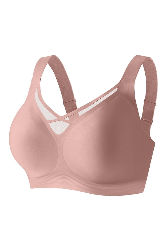 Bras for Women Mesh Crossover No Underwire Minimizer Bras Full Coverage Push Up Seamless Comfort Everyday Bra