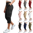 thumbnail image 1 of Purcolt Cargo Pants Women Elastic Lightweight Quick Dry Hiking Pants Summer Casual Travel Capri Pants with Pockets, 1 of 8