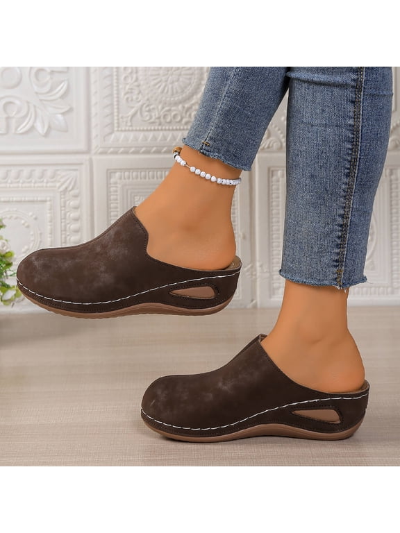 Clogs for Women Comfortable Casual Closed Toe Slip On Arch Support Flats Shoes Memory Foam House Shoes