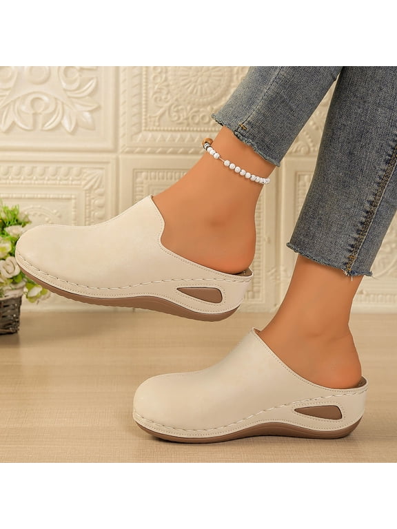 Clogs for Women Comfortable Casual Closed Toe Slip On Arch Support Flats Shoes Memory Foam House Shoes