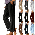 thumbnail image 1 of Purcolt Cotton Linen Pants Women Elastic High Waisted Straight Leg Lounge Pants Casual Slacks Summer Trousers with Pockets, 1 of 5