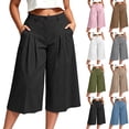 thumbnail image 1 of Purcolt Women's Wide Leg Capri Pants, High Waisted Cropped Trousers, Casual Loose Fit Culottes for Summer Office Work Travel Everyday Wear, 1 of 7