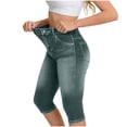 thumbnail image 1 of Purcolt Faux Denim Capri Pants for Women High Waisted Stretchy Jean Capris Pull on Jeggings Casual Denim Capri Leggings, 1 of 5