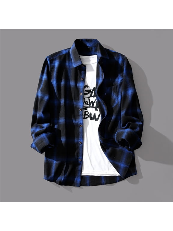 Flannel Shirt for Men Long Sleeve Regular Fit Button Down Casual Plaid Shirt with Pocket(Available in Big and Tall)