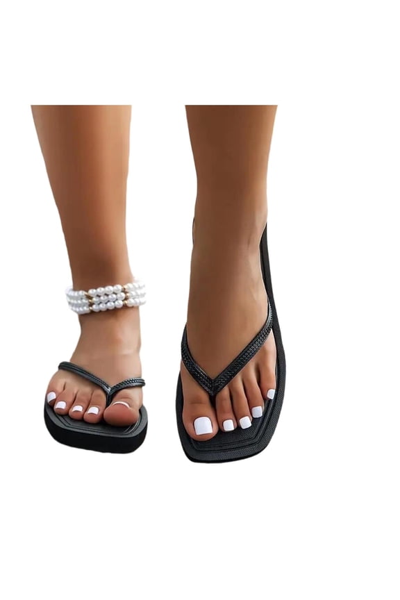 Flip Flops for Women Summer Classic Square Open Toe Thong Flat Sandals Quick Dry Slip On Slides Sandals Comfortable Cushion foam Indoor and Outdoor Sandals
