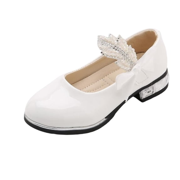 Purcolt Girls Dress Shoes Mary Jane Princess Bow Ballet Flats Flower Shoes with Rhinestone for Wedding Party, Toddler/Little Kid/Big Kids