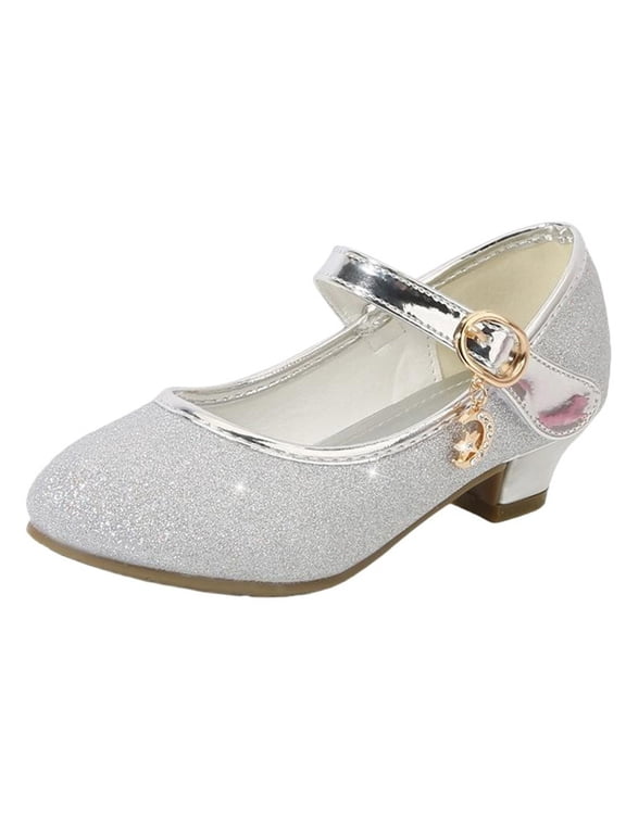 Girls Dress Shoes Toddler Little Big Kids Chunky Heels Mary Jane Wedding Party School Flower Girl Performance Dance Shoes for 5-13 Years