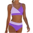 thumbnail image 1 of Purcolt Girls High Waisted Bikini Sets 2 Piece Color Block Swimsuits V Neck Adjustable Straps Bathing Suits Swimwear for Girl 5-16Y, 1 of 8