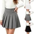 thumbnail image 1 of Purcolt Girls Pleated School Uniform Skirt, High Waist Above Knee Length A-Line Pull-On Silhouette Smooth Woven Preppy for School Uniform and Daily Wear, 1 of 9