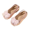 thumbnail image 1 of Purcolt Girls Shiny Metallic Bow Mary Jane Shoes Comfort Round Toe Elastic Slingback Non Slip Flat Shoes Sparkly Soft Sole Slide Shoes for Wedding Travel Walking, 1 of 9
