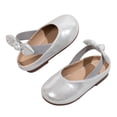 thumbnail image 1 of Purcolt Girls Shiny Metallic Mary Jane Shoes Comfort Round Toe Knotted Slingback Non Slip Flat Shoes Sparkly Soft Sole Slide Shoes for Wedding Travel Walking, 1 of 9