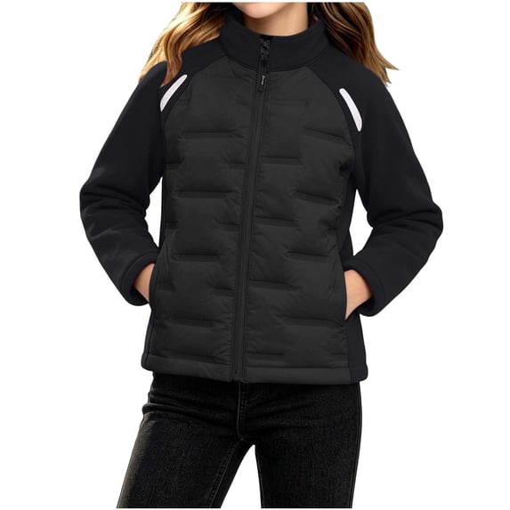 Purcolt Girls Thermal Puffer Softshell Jackets Lightweight Casual Stand Neck Long Sleeve Full Zipper Loose Fit Winter Outerwear with Pockets for 2-15Y