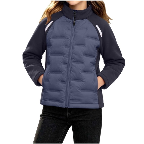 Purcolt Girls Thermal Puffer Softshell Jackets Lightweight Casual Stand Neck Long Sleeve Full Zipper Loose Fit Winter Outerwear with Pockets for 2-15Y