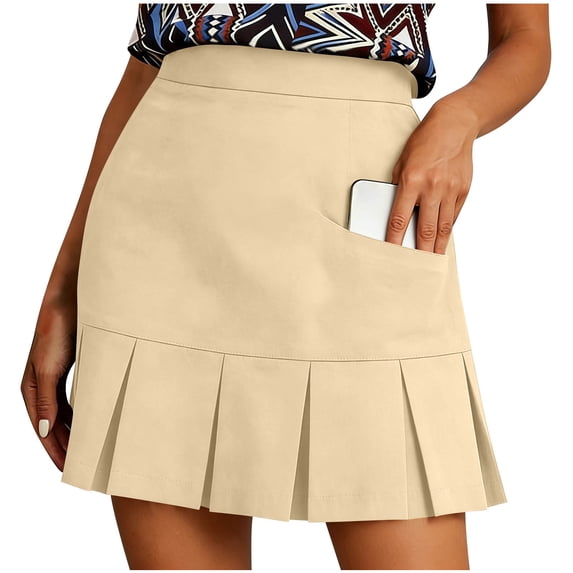Purcolt Golf Skorts for Women Pleated High Waist Ruffle Hem Athletic Tennis Skirts Summer Casual Slim Fit Bodycon Mini Skirts with Pockets