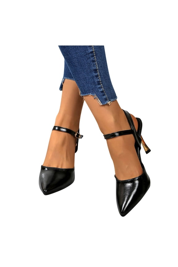 Heeled Sandals for Women Elegant Closed Pointed Toe Pumps Summer High Heels Dress Shoes with Ankle Strap for Work Office Wedding Party
