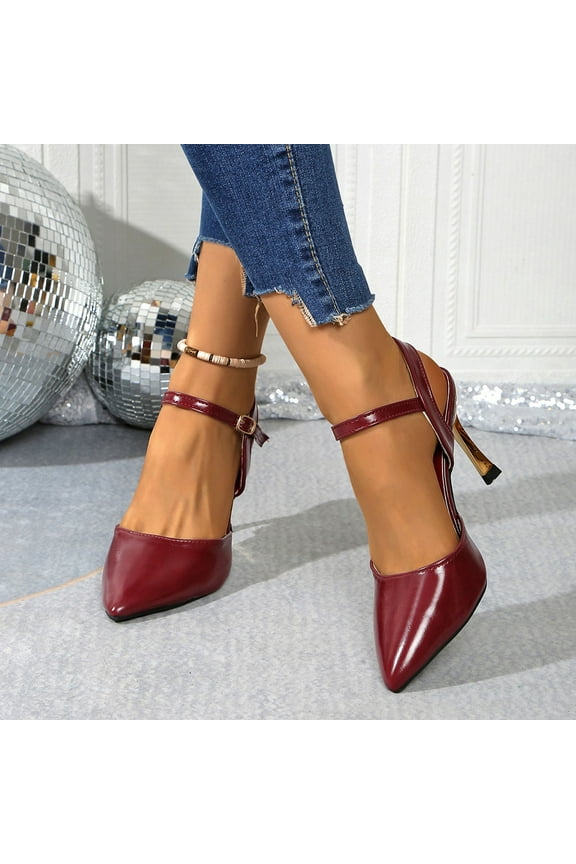 Heeled Sandals for Women Elegant Closed Pointed Toe Pumps Summer High Heels Dress Shoes with Ankle Strap for Work Office Wedding Party