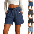 thumbnail image 1 of Purcolt Jean Shorts Womens Stretchy High Waisted Lightweight Summer Casual Loose Pull on Trendy Dstring Denim Shorts, 1 of 8
