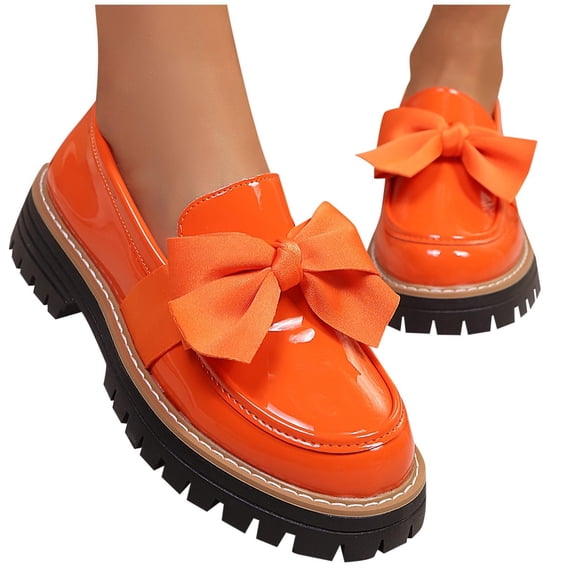 Purcolt Loafers for Women Comfort Bow Round Toe Chunky Block Heel Penny Loafers Dressy Casual Slip On Anti Slip Dress Shoes for Work Daily