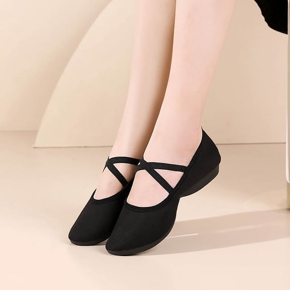 Purcolt Mary Jane Flat Shoes for Women with Arch Support Comfortable Round Toe Ballet Flats Knit Dress Shoes