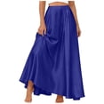 thumbnail image 1 of Purcolt Maxi Satin Silk Skirts for Womens High Waisted Elastic Long A-Line Skirt Summer Soft Party Flowy Skirts with Pockets, 1 of 4