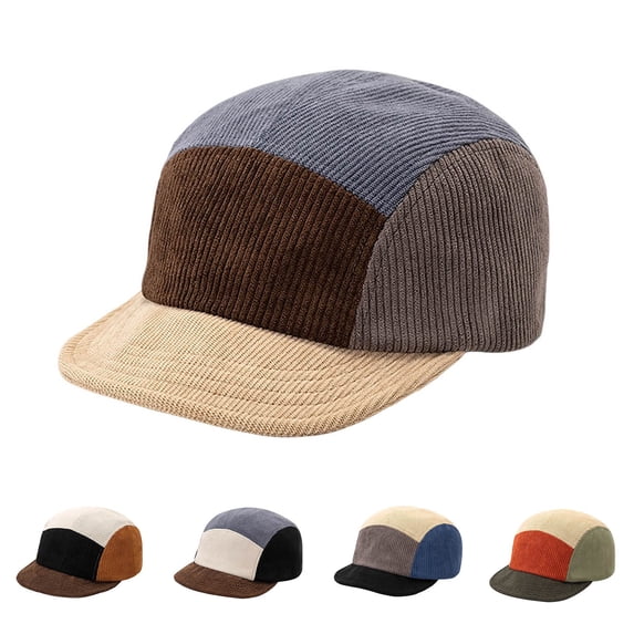 Purcolt Men Women Corduroy Baseball Cap Retro Flat Bill Snapback Hat Adjustable Sun Hats Hiking Camping Outdoor Trucker Hat