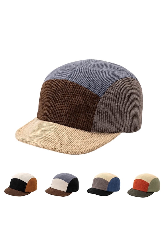 Men Women Corduroy Baseball Cap Retro Flat Bill Snapback Hat Adjustable Sun Hats Hiking Camping Outdoor Trucker Hat