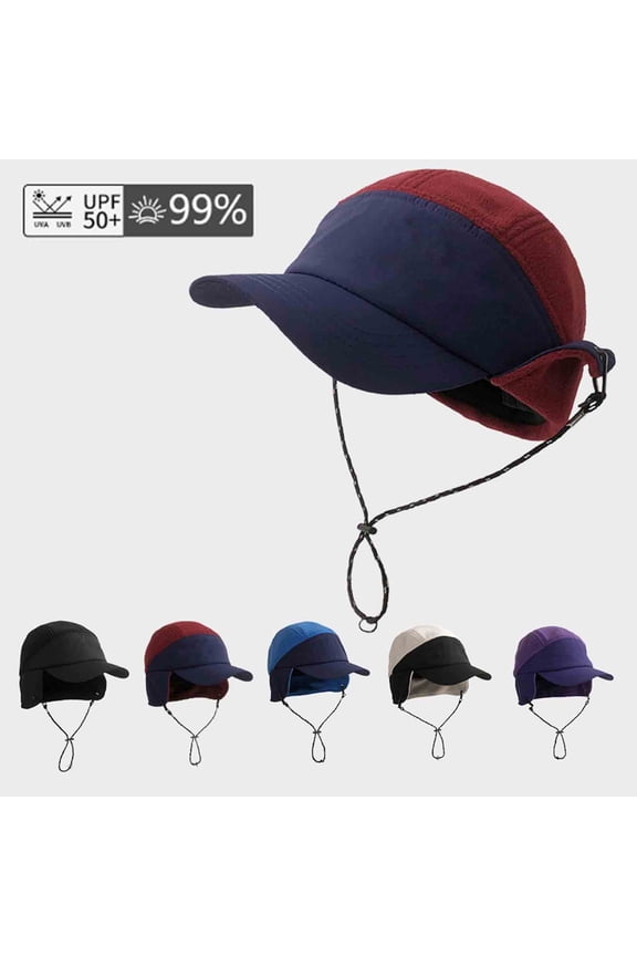 Men Women Unisex Earflaps Baseball Hat Wide Brim Adjustable Thickened Windproof Warm Hat for Skiing Outdoor Cycling