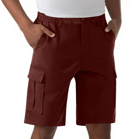 Purcolt Men's Cargo Shorts Elastic Waisted Loose Fit Lightweight Casual Shorts for Hiking Golf Work Fishing with Pockets