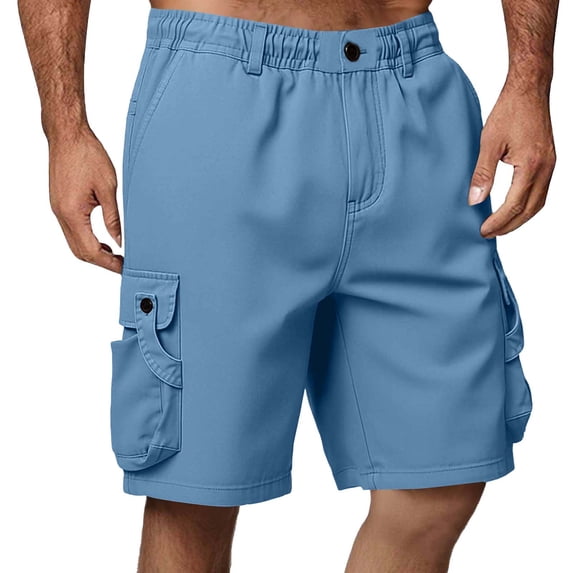 Purcolt Men's Casual Stretch Cargo Shorts Classic Elastic Waist Summer Work Shorts Outdoor Hiking Shorts with Multi Pockets