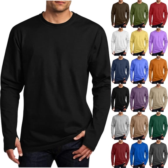 Purcolt Men's Crew Neck T Shirt Long Sleeve Solid Basic Top for Casual Layering Lounge Travel Daily Outfits Daily Wear Fashion Tops
