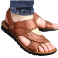 thumbnail image 1 of Purcolt Men's Faux PU Leather Sandals Casual Open Toe Beach Sandals Comfortable Outdoor Sport Non Slip Water Slipper Shoes, 1 of 5