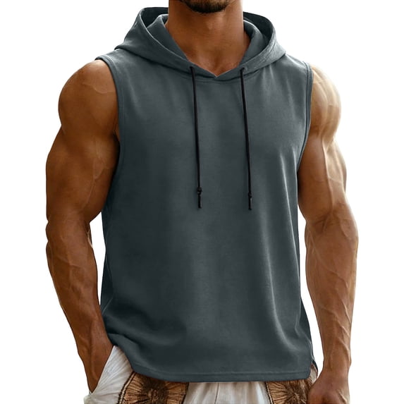 Purcolt Men's Hooded Tank Tops Casual Loose Fit Sleeveless Training Hoodies Bodybuilding Cut Off Muscle Shirts for Gym Workout