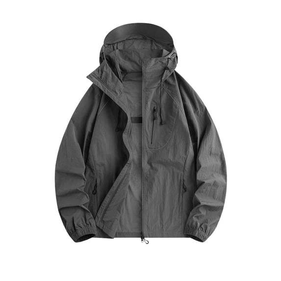Purcolt Men's Lightweight Hooded Sun Protection Jacket, Full Zip Windbreaker Coat with Pockets for Fishing Hiking Travel Outdoor