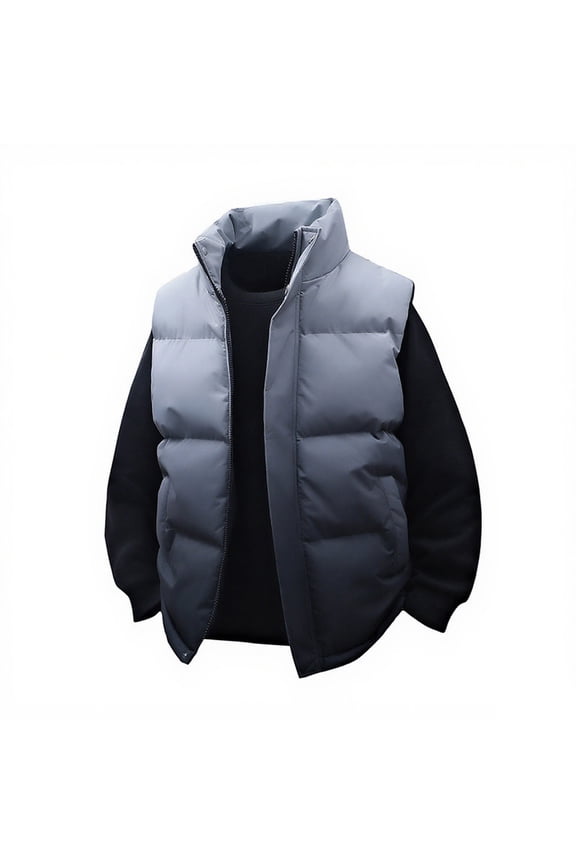 Men's Lightweight Puffer Vest Outerwear Winter Water Resistant Sleeveless Quilted Down Jacket for Outdoor Golf Work Running with Pockets
