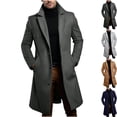 thumbnail image 1 of Purcolt Men's Mid Length Pea Coat with Notched Lapel, Single Breasted Button Front and Side Pockets, Tailored Long Sleeve Fall Winter Overcoat for Fall Winter Layering, 1 of 6