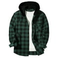 thumbnail image 1 of Purcolt Men's Plaid Hoodie Shirts Long Sleeve Casual Vintage Button Down Oversized Shirt Jacket with Pockets Green 4XL, 1 of 5