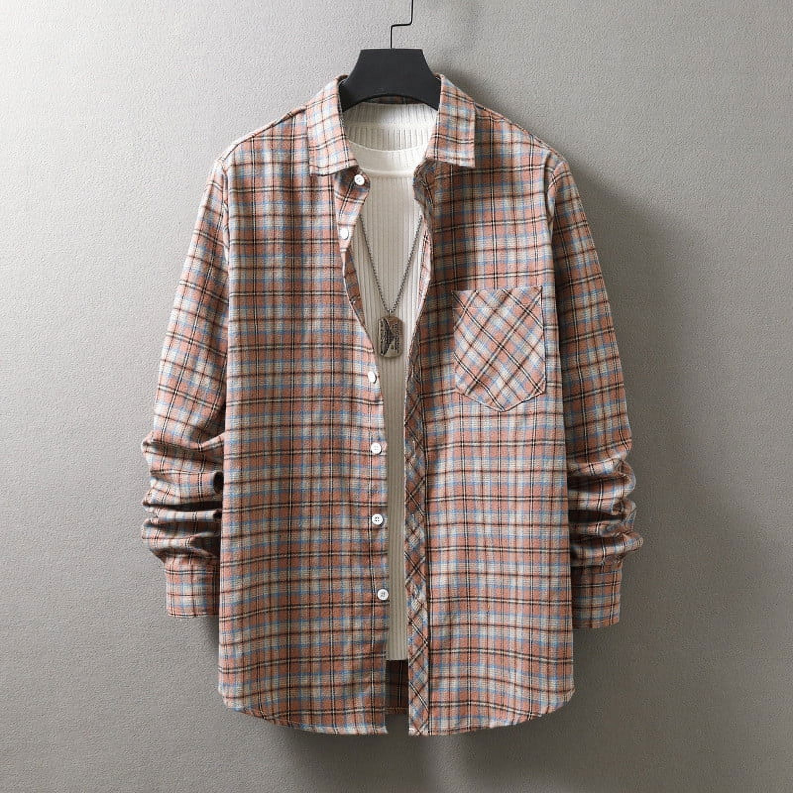 Purcolt Men's Plaid Shirts Long Sleeve Vintage Regular Fit Cotton ...