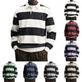 thumbnail image 1 of Purcolt Men's Striped Sweatshirts Soft Color Block Long Sleeve Button Tops Casual Fashion Work Golf Pullover Blouse Shirts, 1 of 5